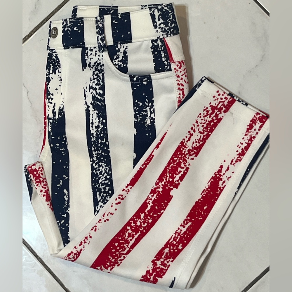 Yelete Red and Blue Striped Capris